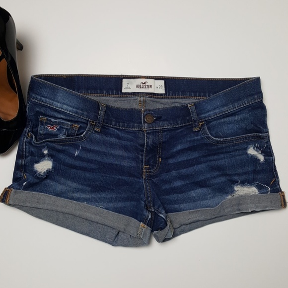 Hollister Pants - Hollister Blue Distressed Jean Short Size 7